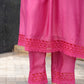 Rose Pink Floral Handwork Chanderi Kurta Set