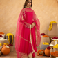 Fuchsia Chanderi Anarkali with Aari Work & Sequin Embellished  Dupatta