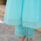 Aqua Blue Floral Handwork Chanderi Kurta Set