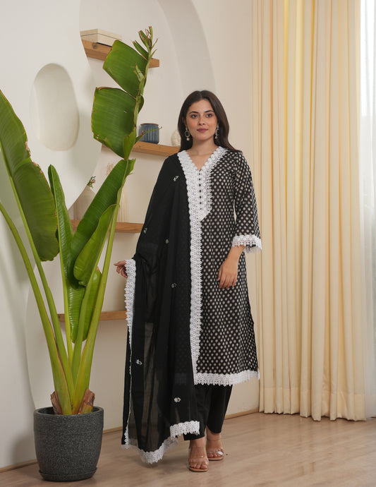 Arya Black Cotton Suit Set