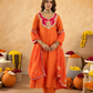 Orange Chanderi A-Line Kurta Set with Handwork Detailing &  Organza Dupatta
