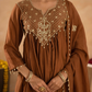 Brown Chanderi Aari & Handwork Gathered Kurta Set
