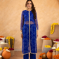 Blue Chiffon Bandhej Mirrorwork Straight Kurta