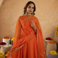 Orange Chanderi Anarkali with Aari Work & Sequin Embellished  Dupatta