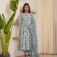 Murat White Blockprint Cotton Suit Set