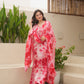 Red Silk Shibori Mirror  Work Staright Suit Set