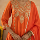 Rust Brown Chanderi A- Line Suit with Aari and Sequnce Work  Detailing