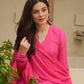 Pink Chanderi Aari Embriodered Suit Set