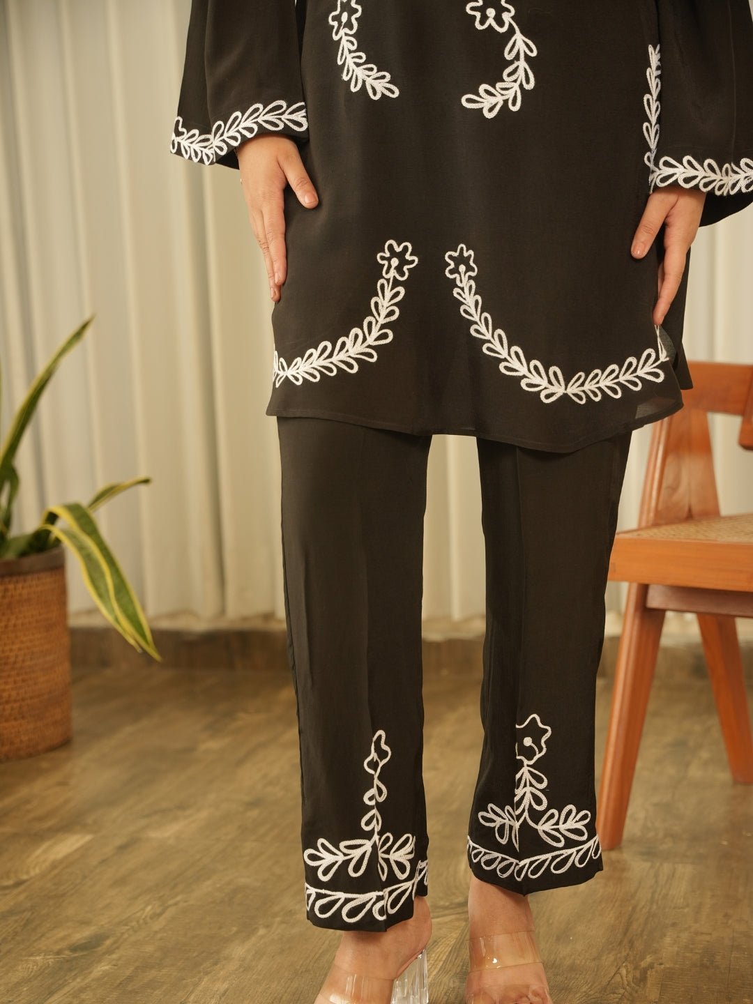 Deep Black Muslin Co-ord Set