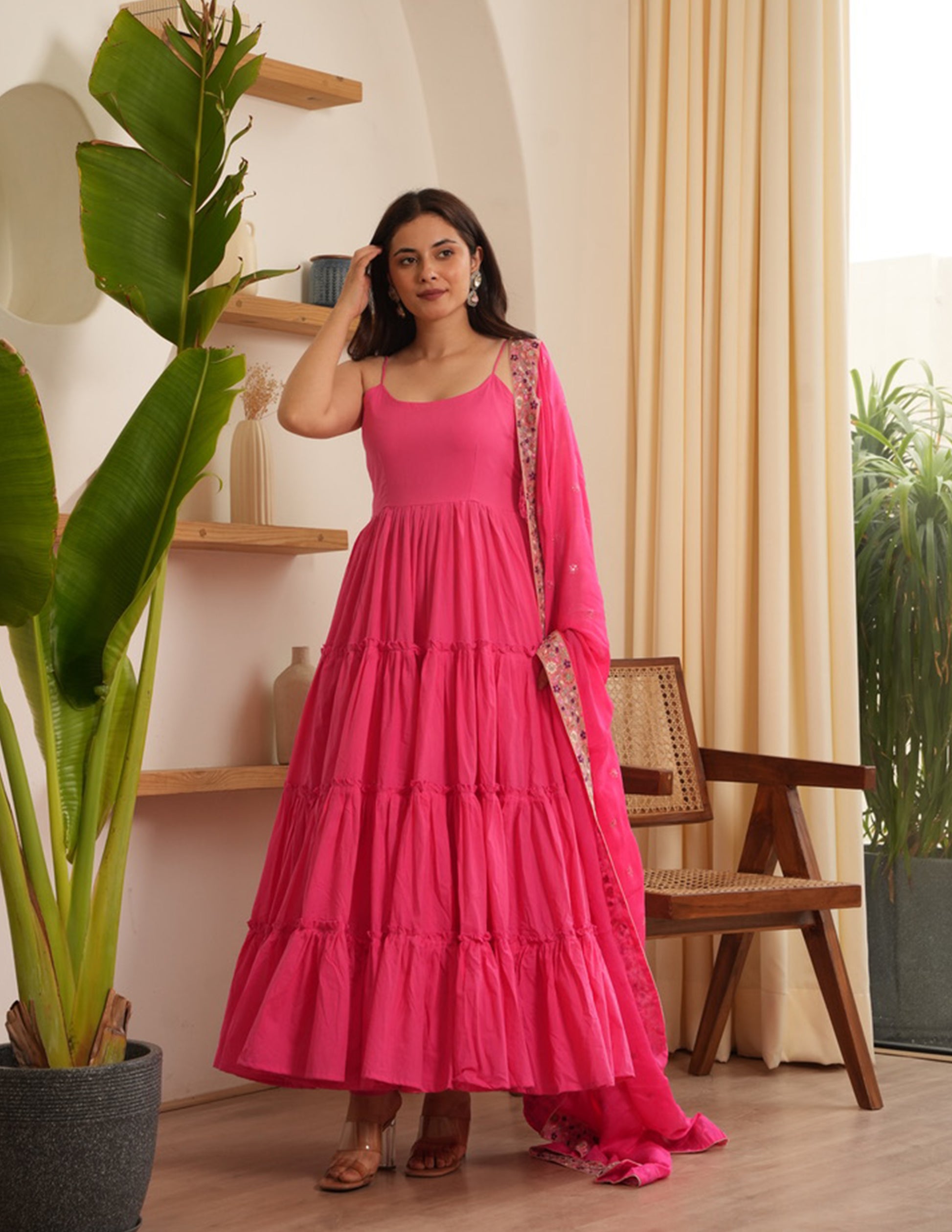 Ariel Pink Cotton Flare Suit Set – OneWe India