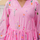 Pink Daisy Chanderi Angrakha Kurta Set