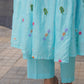 Aqua Blossom Chanderi Angrakha Kurta Set