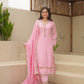 Pink Maslin Embroidered Suit Set