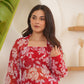 Cora Red Chiffon Kurta Set With Smocked Blouse