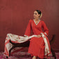 CHAAND RED COTTON SUIT SET WITH BLOCK PRINT DUPATTA