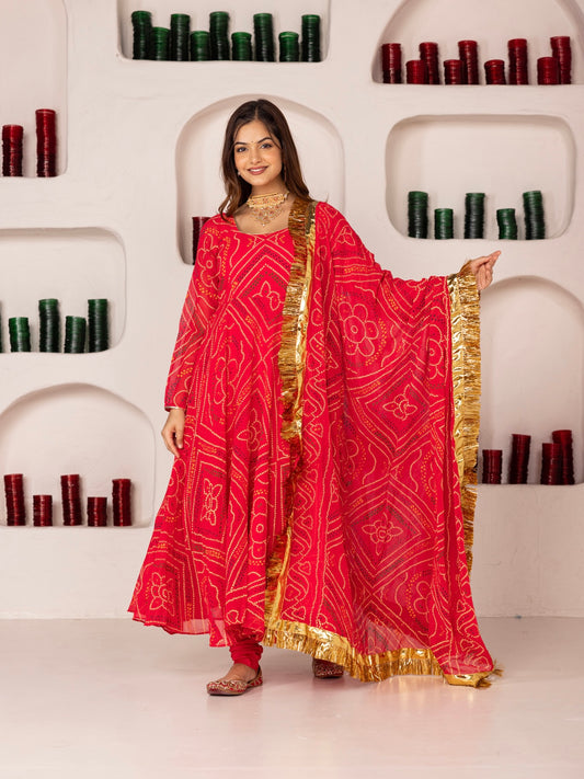 Pehno'Sa Gulaabi Bandhej Set