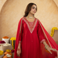 Red Handcrafted Chanderi Mirrorwork Straight Kurta Set