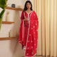 Zuri Red Bandhani Silk  Suit Set