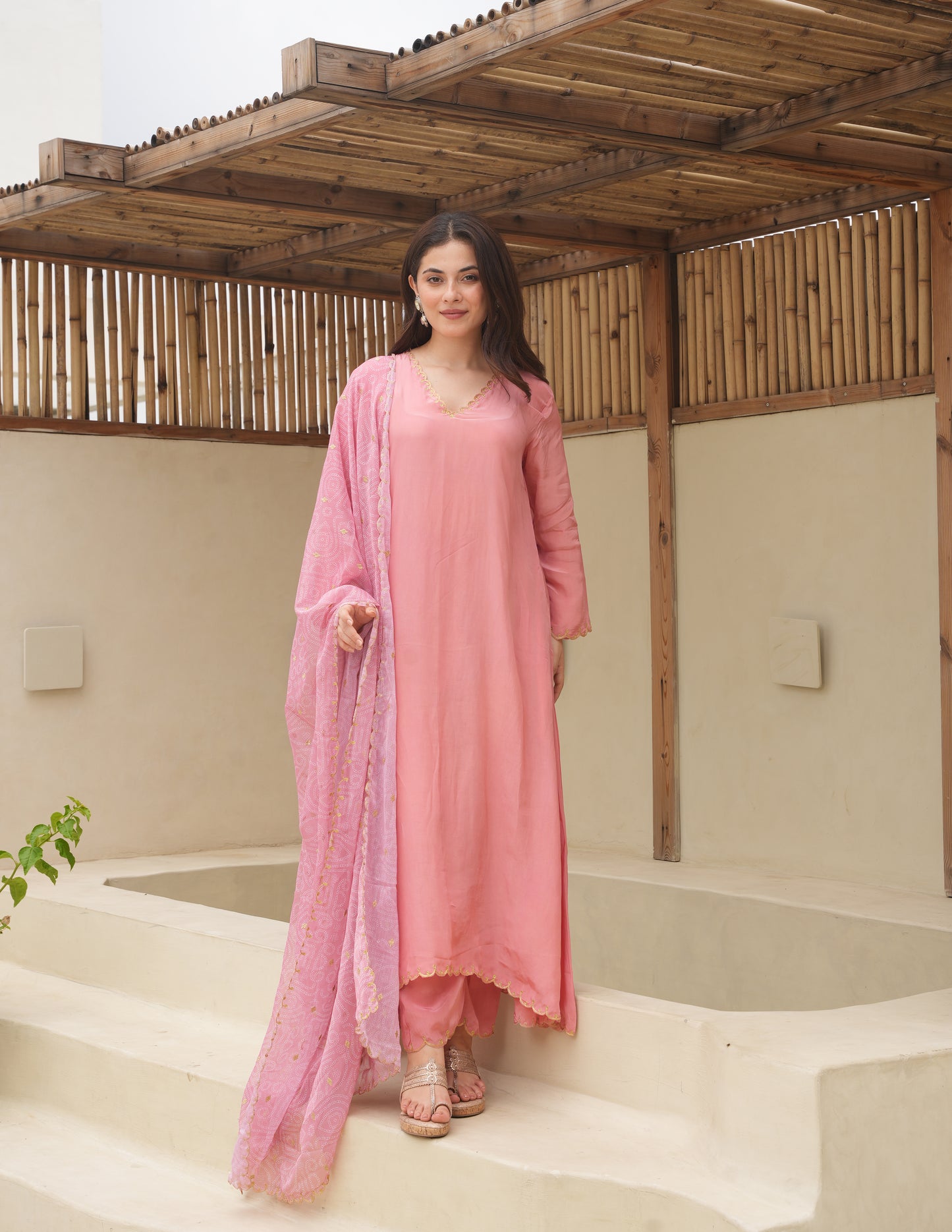 Layla Fuchsia Rose Silk Suit Set