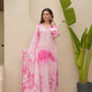 Pink Silk Shibori Mirror  Work Staright Suit Set