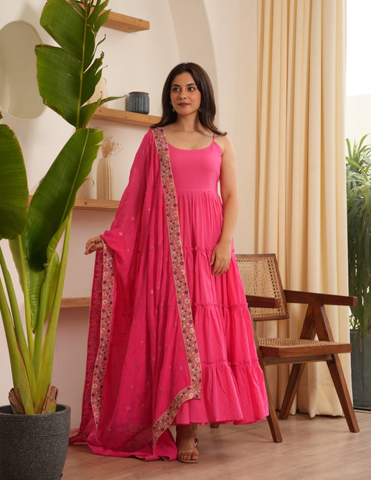 Ariel Pink Cotton Flare Suit Set