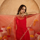 Red Chanderi Anarkali with Aari Work & Sequin Embellished  Dupatta
