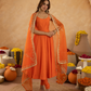 Orange Chanderi Anarkali with Aari Work & Sequin Embellished  Dupatta