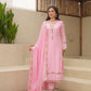 Pink Maslin Embroidered Suit Set