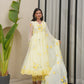 Periwinkle Yellow Chiffon Handpaint Suit Set