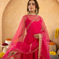 Fuchsia Chanderi Anarkali with Aari Work & Sequin Embellished  Dupatta
