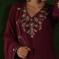 CHAAND ROSEWOOD CHANDERI HEAVY EMBROIDERD SUIT SET