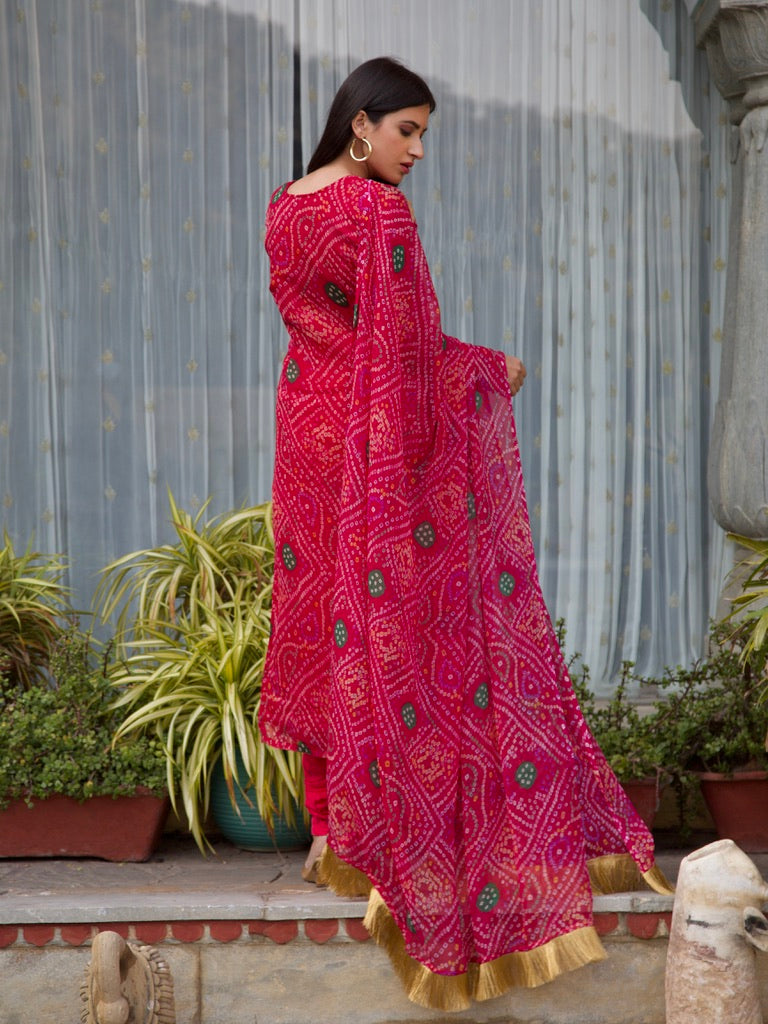 Barkha Pink Bandhani Set