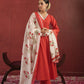 CHAAND RED COTTON SUIT SET WITH BLOCK PRINT DUPATTA