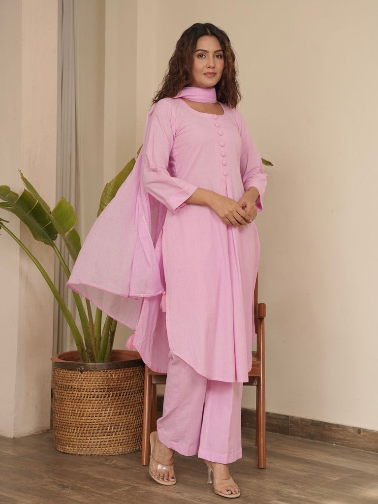 Baby Pink Cotton Suit Set