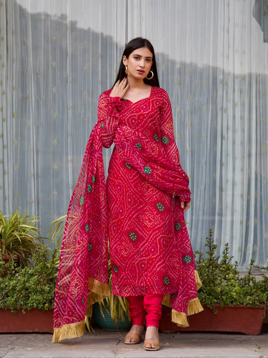 Barkha Pink Bandhani Set