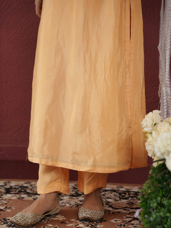 CHAAND YELLOW ZARIWORK SILK SUIT SET