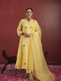 CHAAND YELLOW SILK AARI EMBROIDERY FLORAL SUIT SET