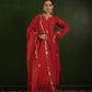 CHAAND RED CHANDERI AARI EMBROIDERD SUIT SET