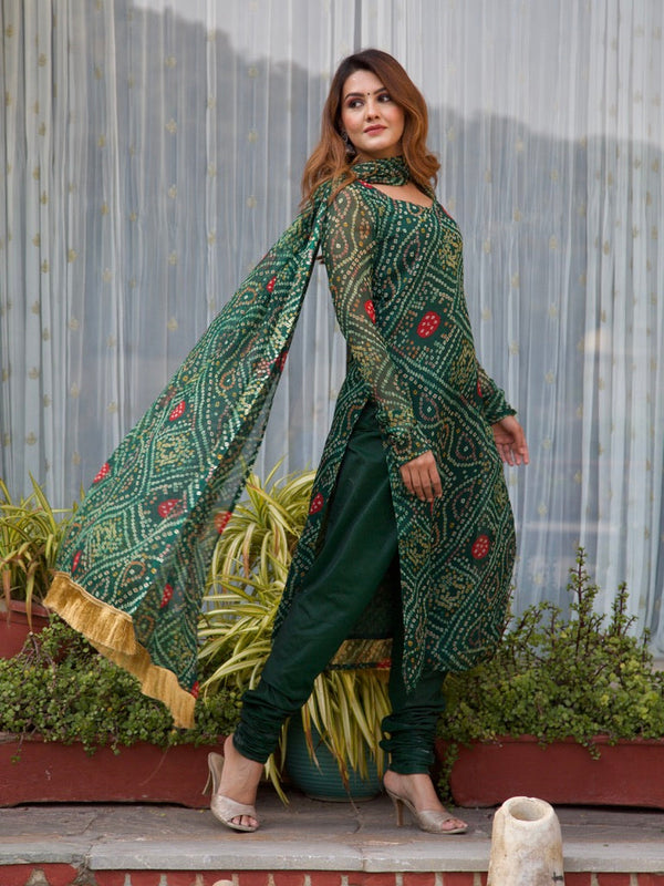 Urvi Green Bandhani Set
