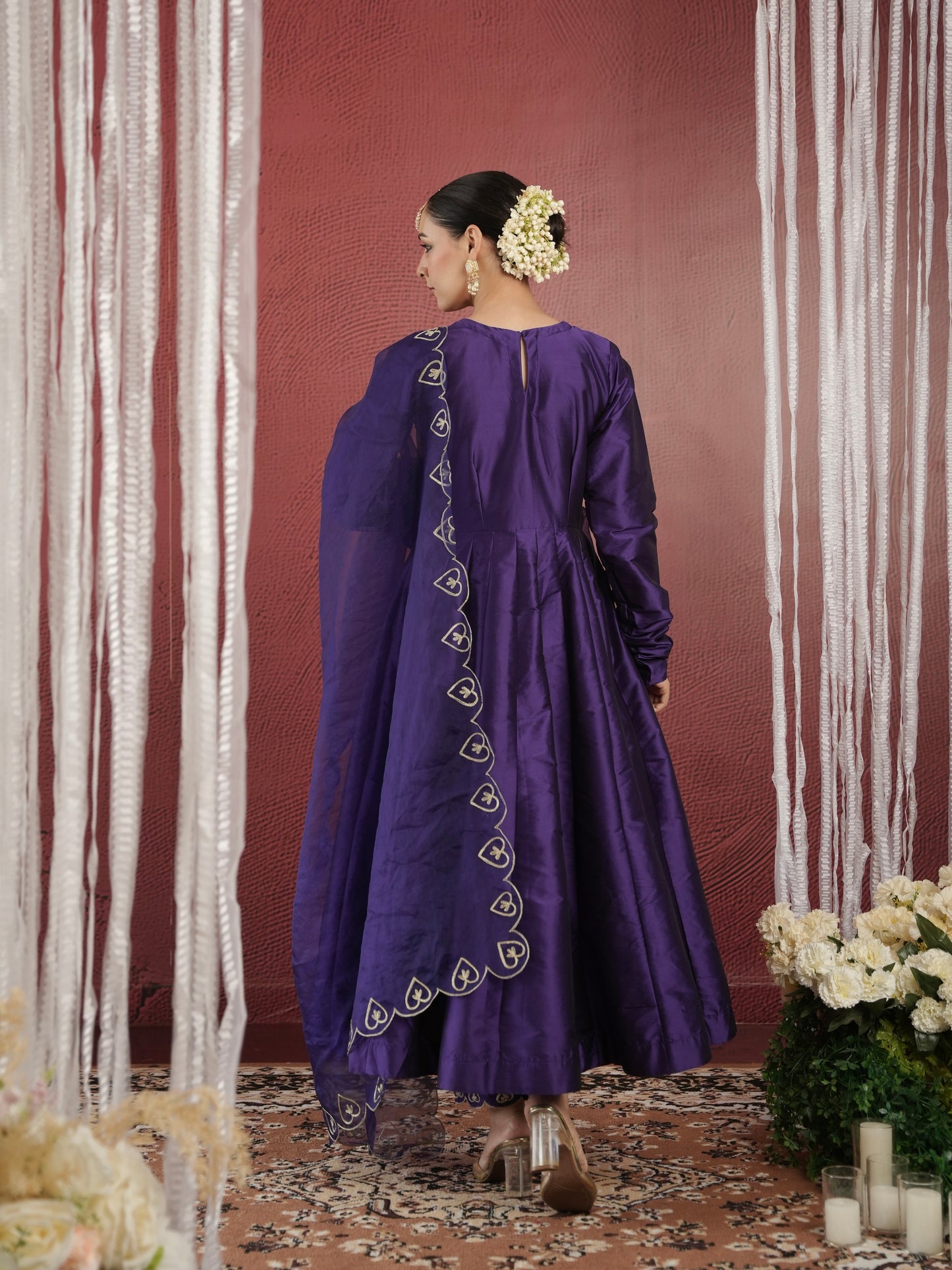 CHAAND PURPLE SILK AARI ANARKALI SET
