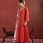 CHAAND RED COTTON SUIT SET WITH BLOCK PRINT DUPATTA