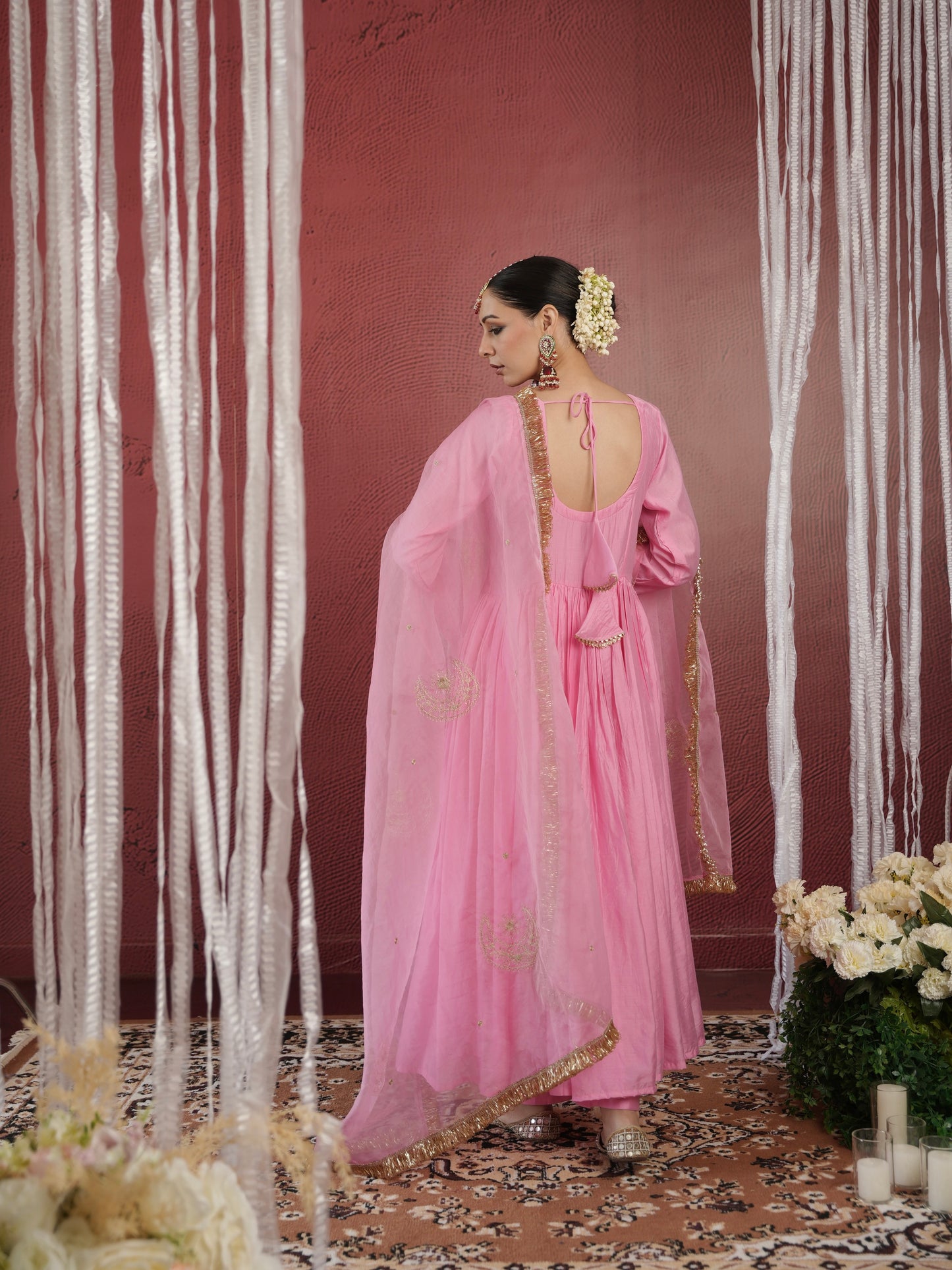 CHAAND PINK CHANDERI ZARI SUIT SET