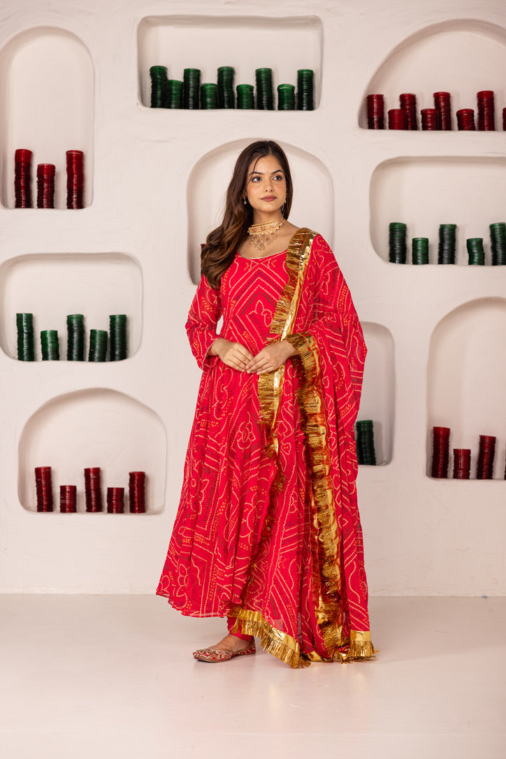 Pehno'Sa Gulaabi Bandhej Set