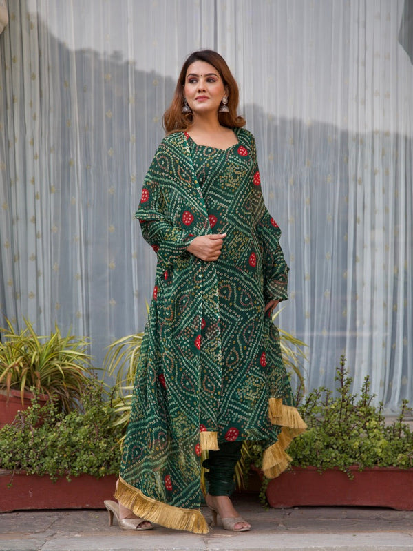 Urvi Green Bandhani Set