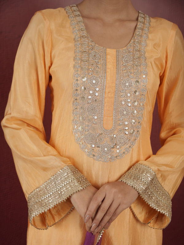 CHAAND YELLOW ZARIWORK SILK SUIT SET