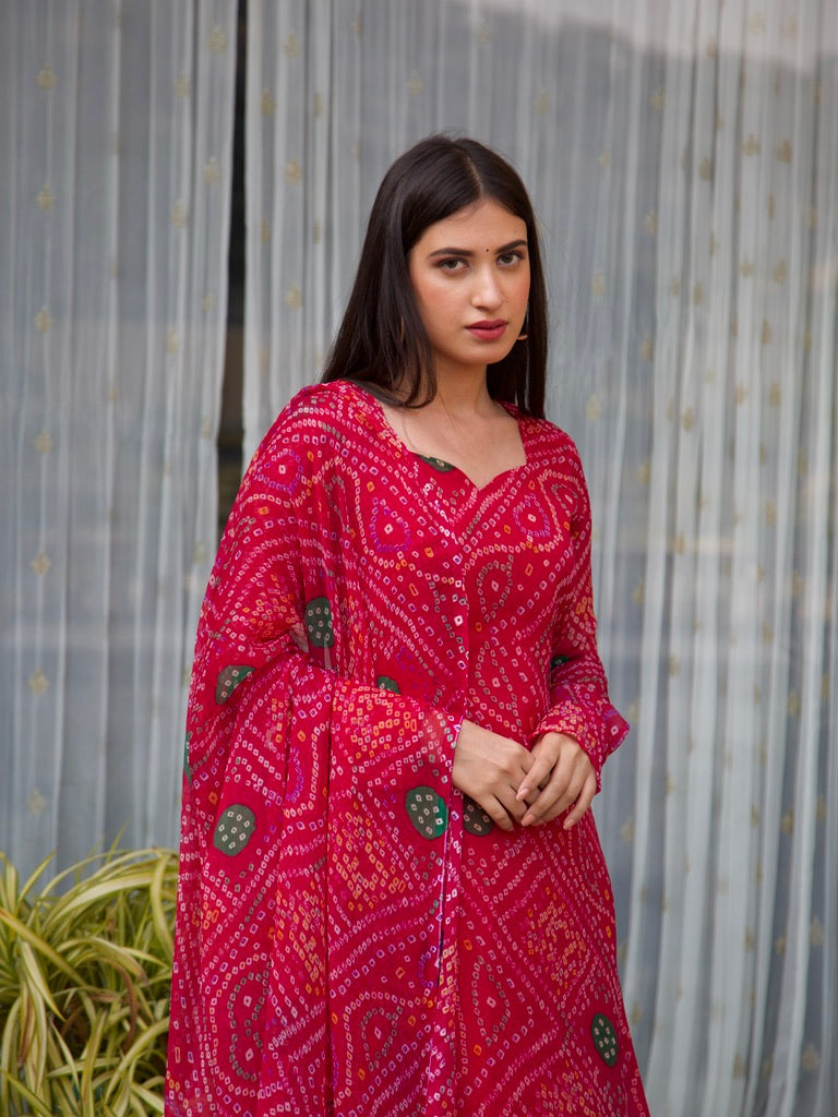Barkha Pink Bandhani Set