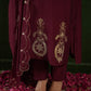 CHAAND ROSEWOOD CHANDERI HEAVY EMBROIDERD SUIT SET