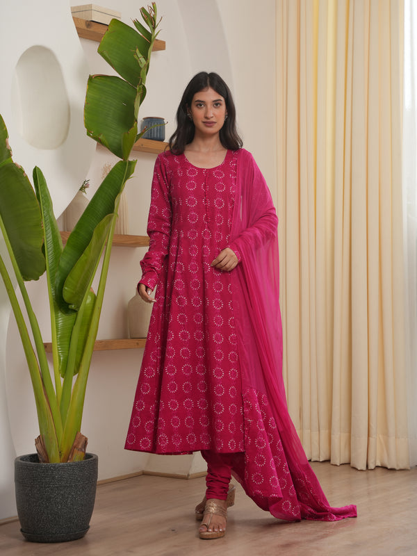 Amira Pink Cotton Suit Set