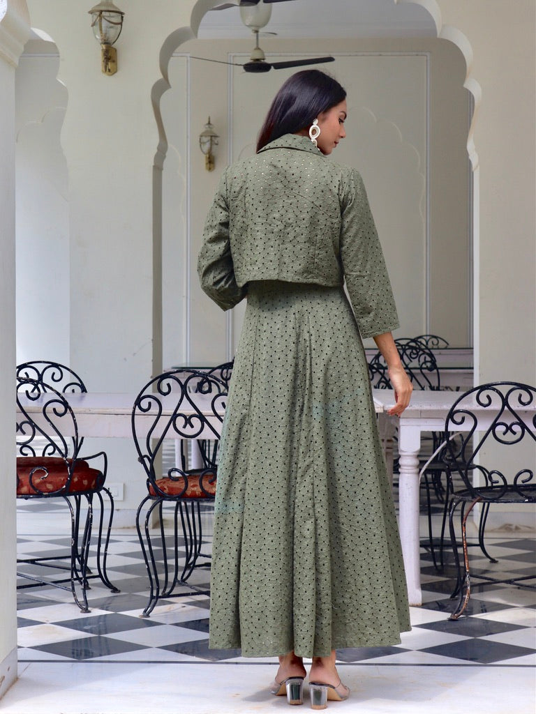 Olive chikan dress