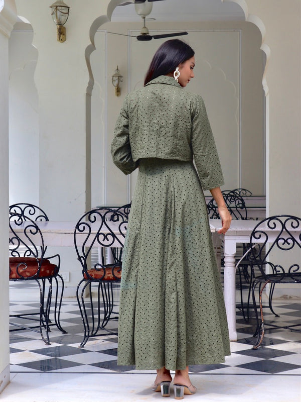 Olive Chikan Dress